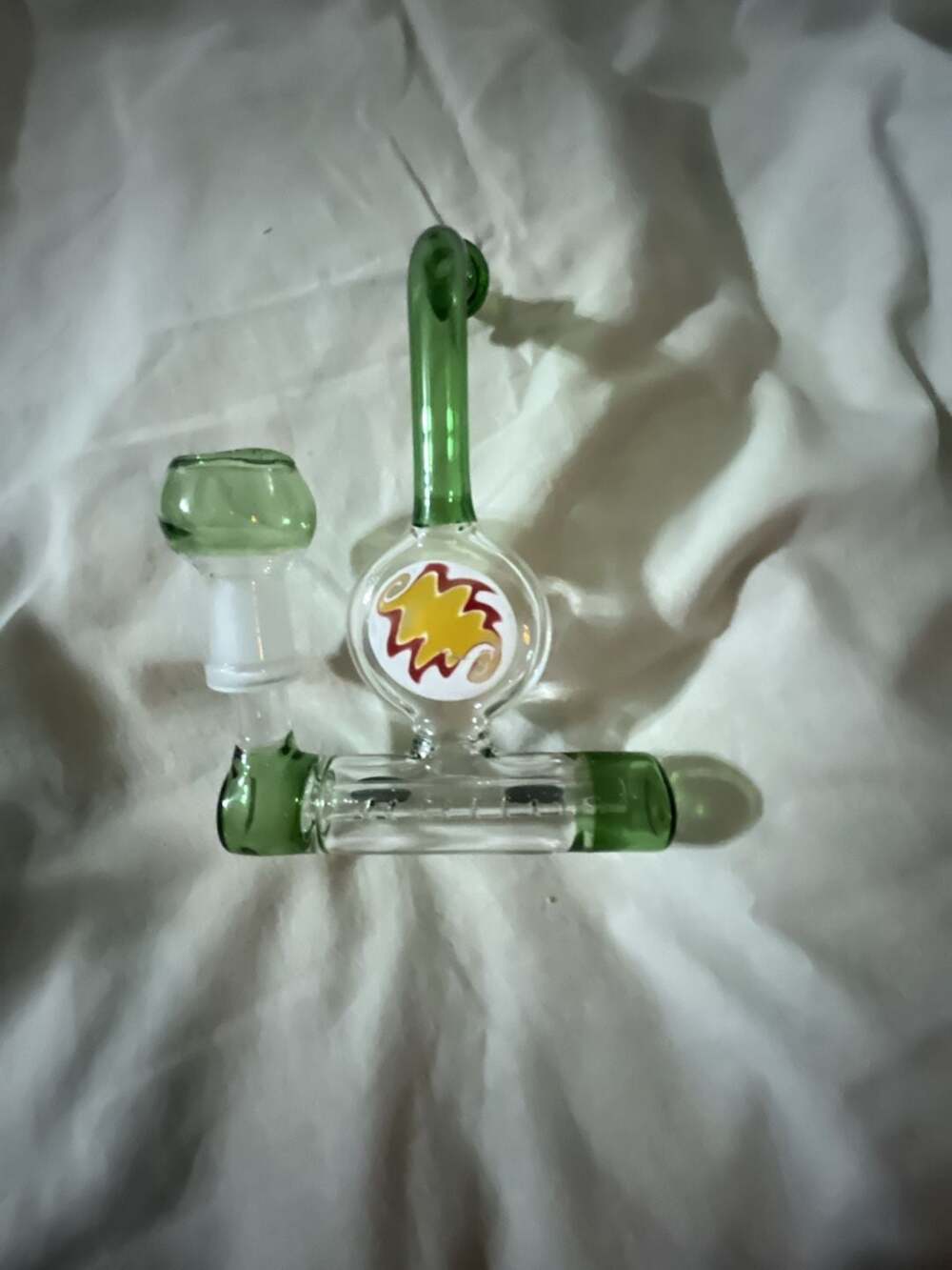 Green and Clear Glass Water Piece